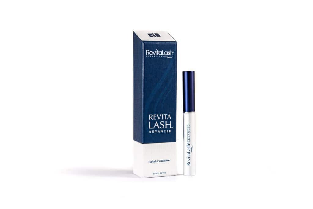 A package with a blue lash liner and a white box.