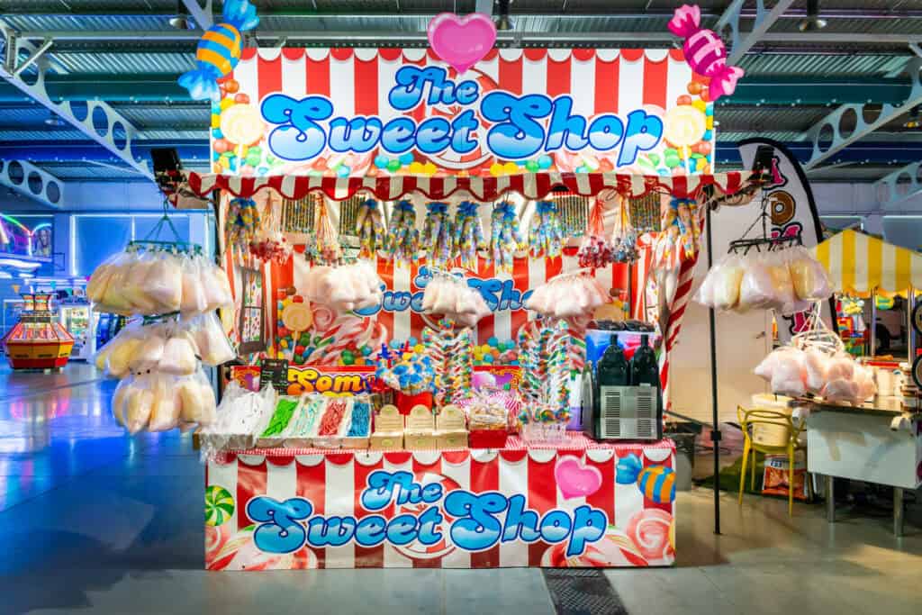 A candy shop in a mall.